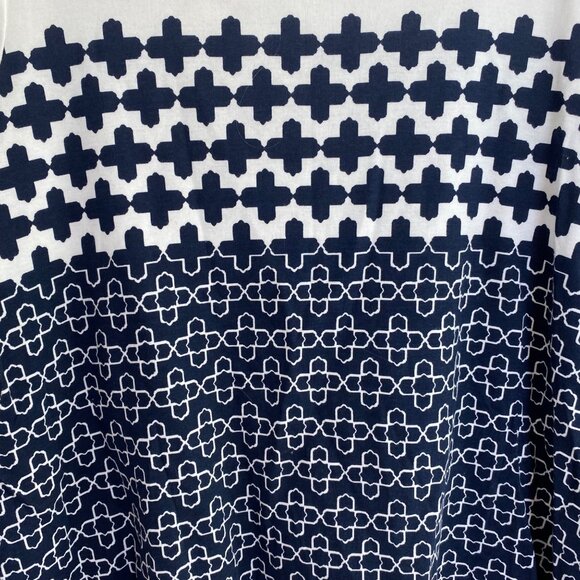 Croft & Barrow Womens XL White & Navy Geometric Print Short Sleeve Top - Picture 7 of 7